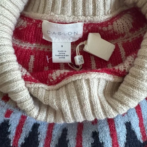 Caslon Beige Sweater with Red and Blue Pattern - Picture 8 of 8